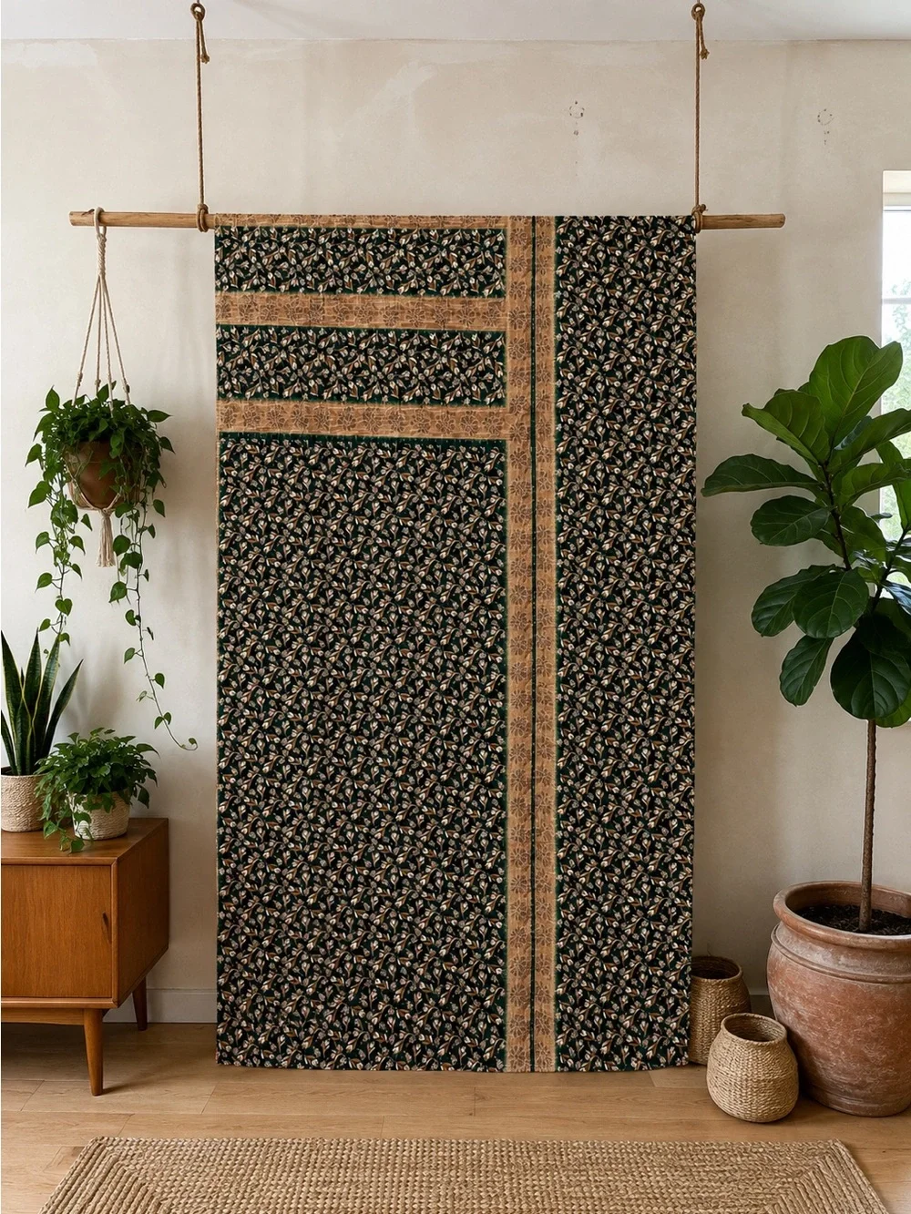 Handmade Reversible Indian Vintage Twin Size Kantha Quilt